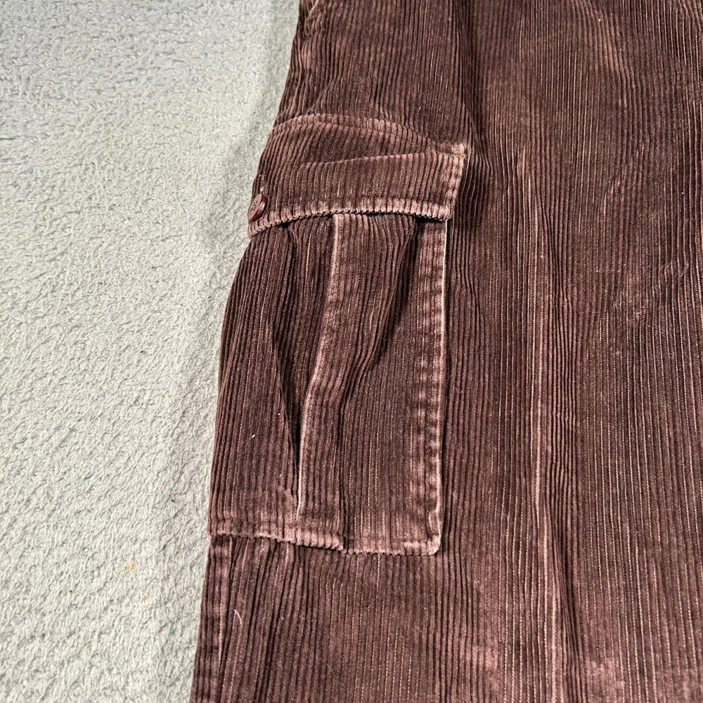 Vintage LL Bean Pants‎ Mens 34x30 Brown Corduroy Cargo Baggy Loose Skate Y2K Zip - Picture 5 of 10